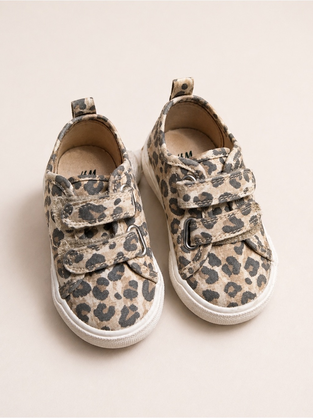 H&M Kids Leopard Print Velcro Sneakers in Tan and Brown